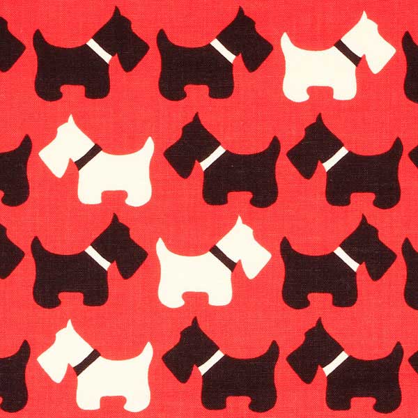 BLACK AND WHITE ON RED SCOTTIE DOGS